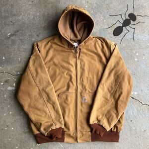 Vintage y2k brown active carhartt hooded work wear jacket